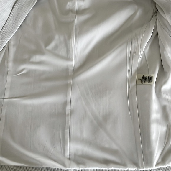 Elie Tahari Linen Blend Blazer Jacket Patch Pocket Fully Lined White Gray Stripe - Picture 6 of 7